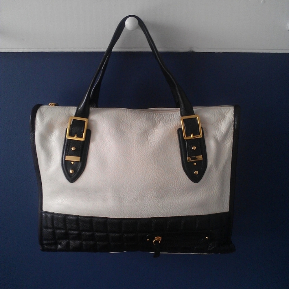 BCBG MAXAZRIA Elegant Black and White Tote Bag